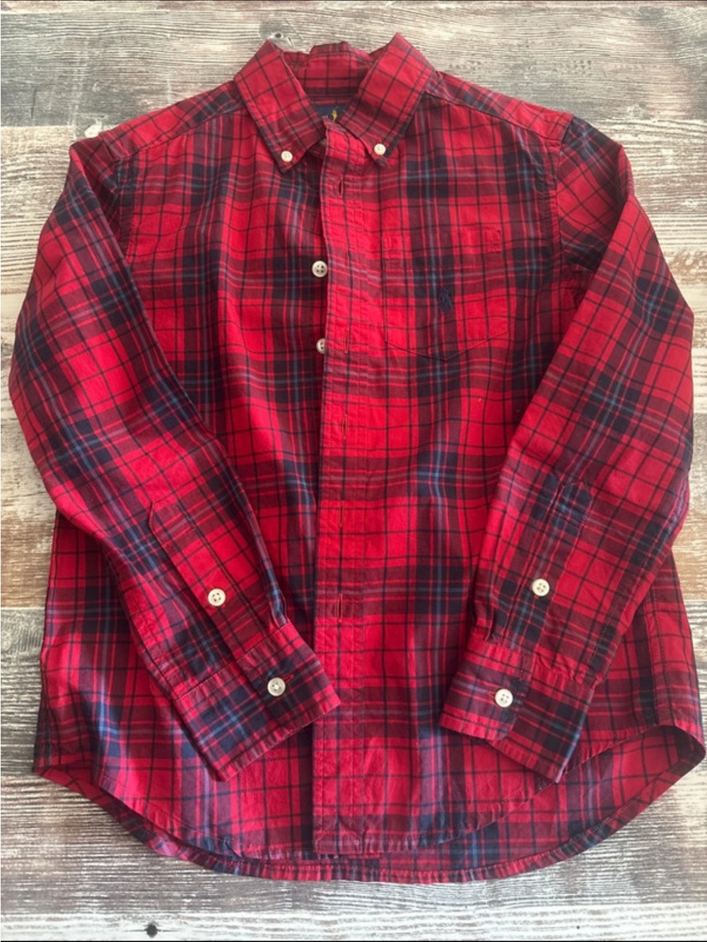 Ralph Lauren Red & Navy Plaid Button-Down Shirt